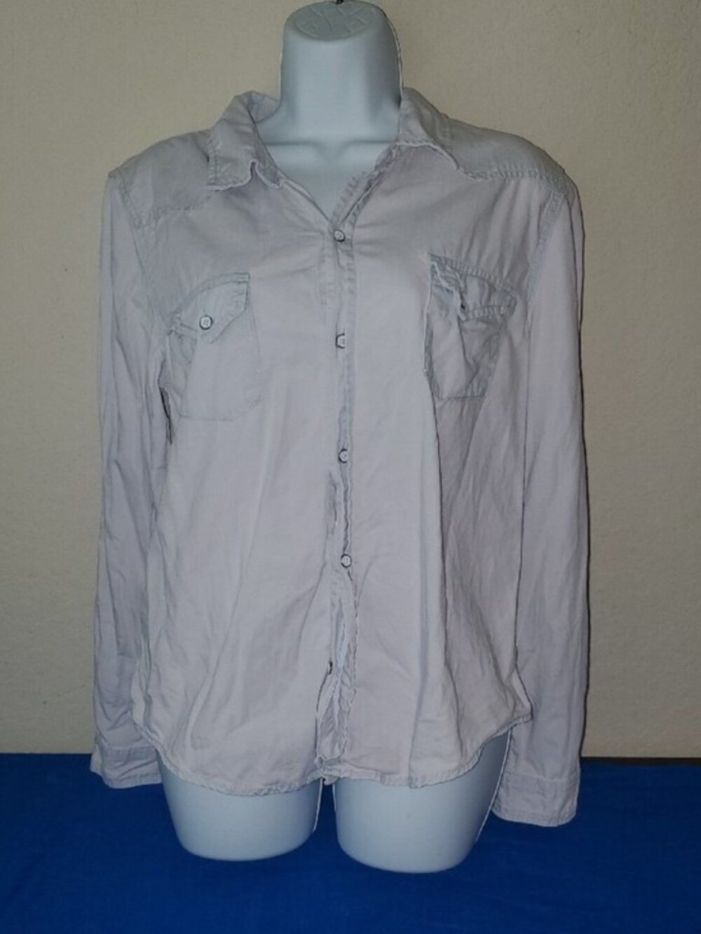 Vintage Victoria's Secret Light Bleached Blue Denim Western Style Long Sleeve Sh